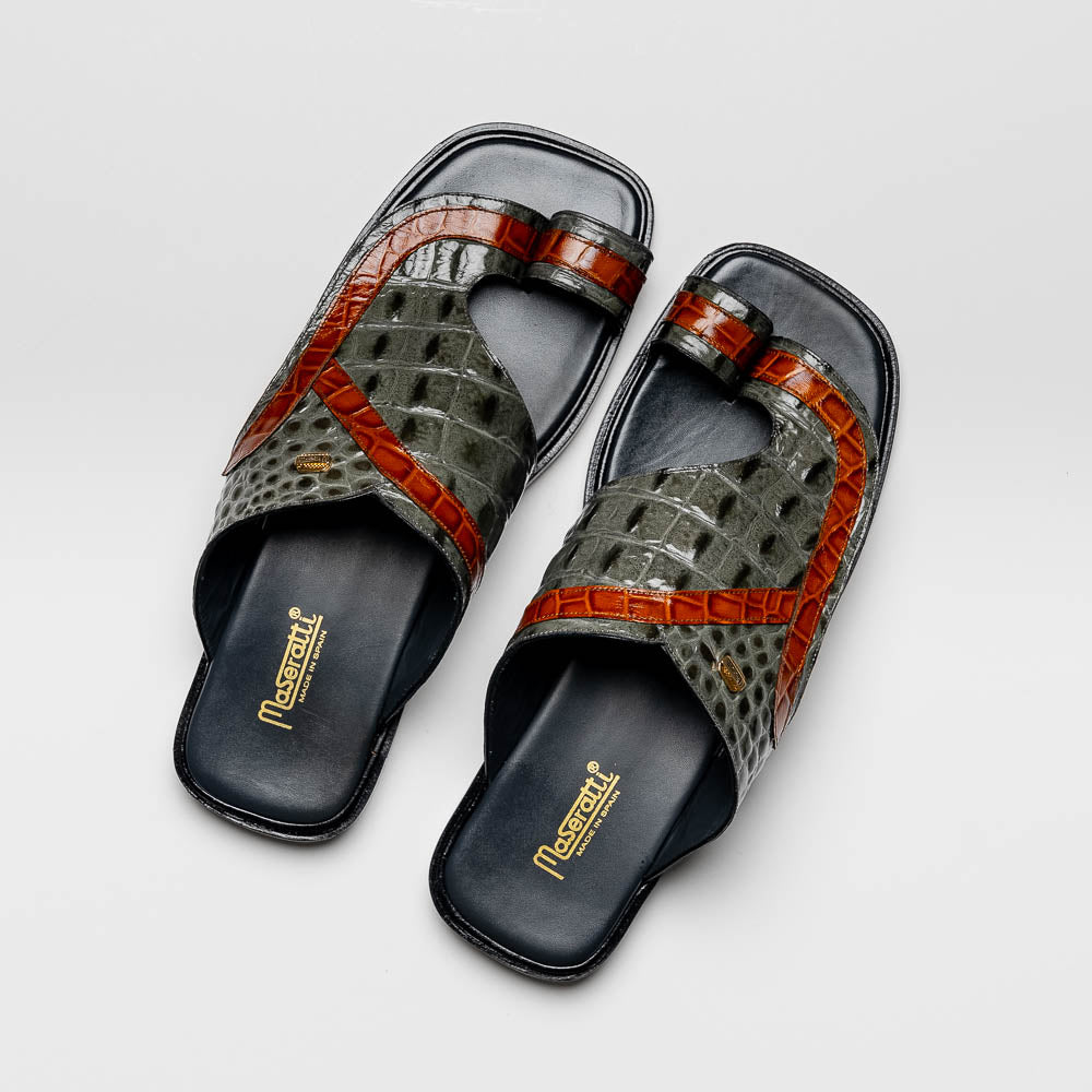 Maseratti Palms Embossed Caiman & Crocodile Sandals 6