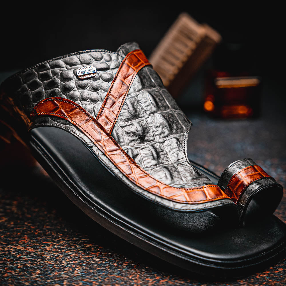 Maseratti Palms Embossed Caiman & Crocodile Sandals 8